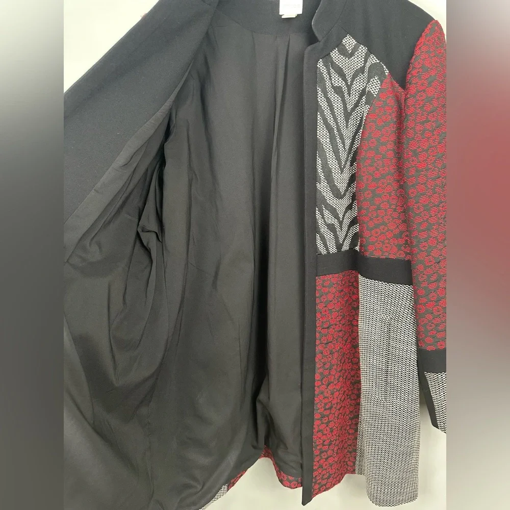 Chico’s Mixed-Media Duster Jacket Zebra Print Size XL or 16